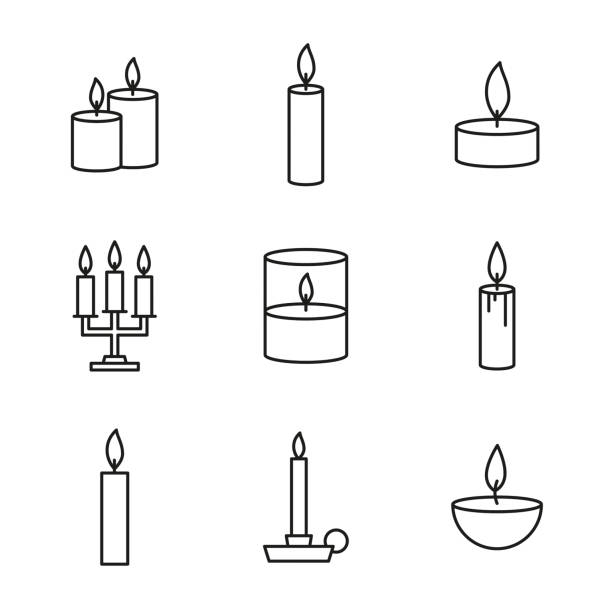 Conjunto vetorial de ícones de velas. - ilustração de arte em vetor