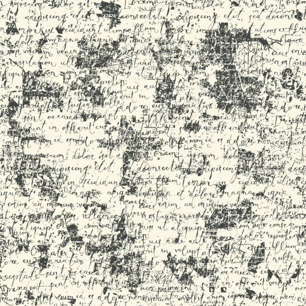 seamless pattern with handwritten text lorem ipsum Abstract seamless pattern with handwritten text Lorem Ipsum on an old paper backdrop in retro style. Vintage vector repeating background, old messy manuscript, wallpaper, wrapping paper, textiles illegible stock illustrations