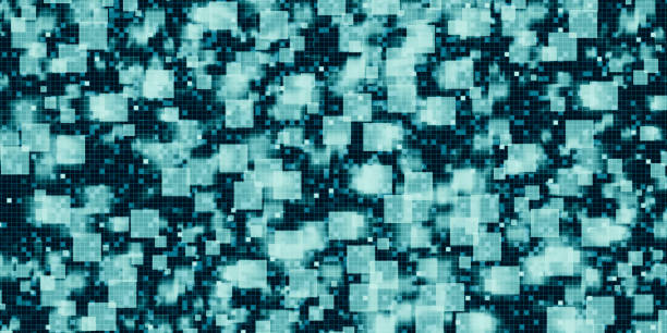 istock Blue mixed green background Square blur square abstract blur mosaic illustration for science business or technology 3d illustration 1303494490