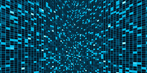 istock Blue mixed green background Square blur square abstract blur mosaic illustration for science business or technology 3d illustration 1303494524