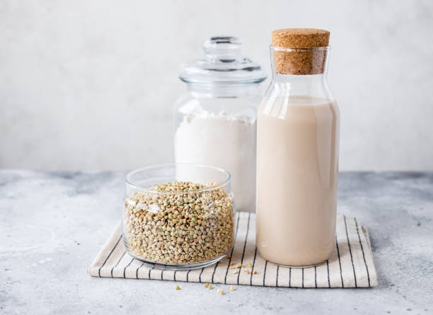 istock Buckwheat products in glass jars 1303500795