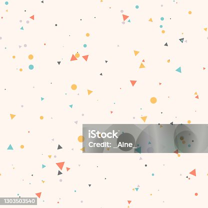 istock Messy seamless pattern with dots and triangles. 1303503540