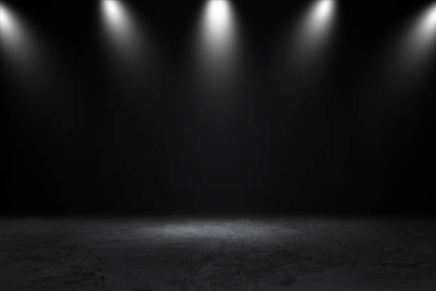 Black studio room with spotlight. Product showcase. Use as montage for product display Black studio room with spotlight. Product showcase. Use as montage for product display dark showroom stock pictures, royalty-free photos & images