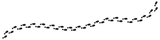 schritt-footprints-pfade. schrittabdrücke und schuhschritte . schuhprofil-fußabdrücke vektor-illustration isoliert auf weißem hintergrund. - fußabdruck stock-grafiken, -clipart, -cartoons und -symbole