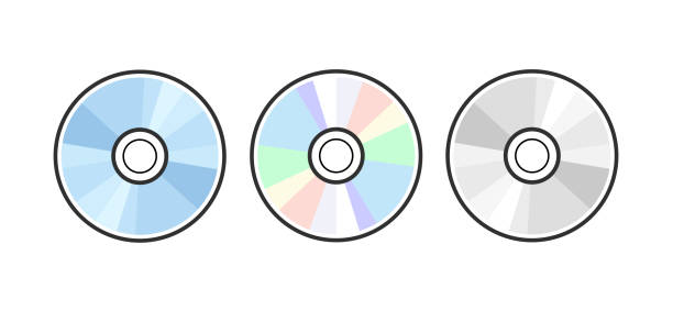ilustrações, clipart, desenhos animados e ícones de ilustração em branco do ícone do disco do ícone do dvd cd. áudio de música em dvd em disco compacto - cd cd rom dvd technology