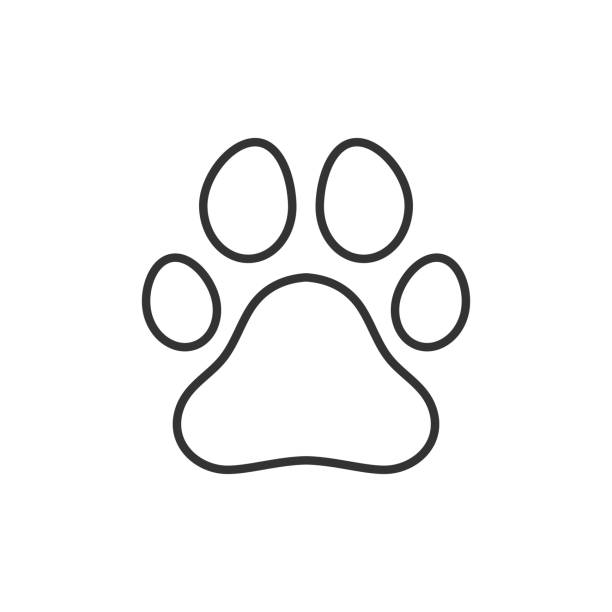 значок линии лапы. - paw print stock illustrations