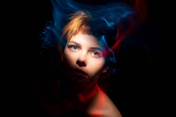 new art direction, long exposure photo without processing, light drawing at long exposure