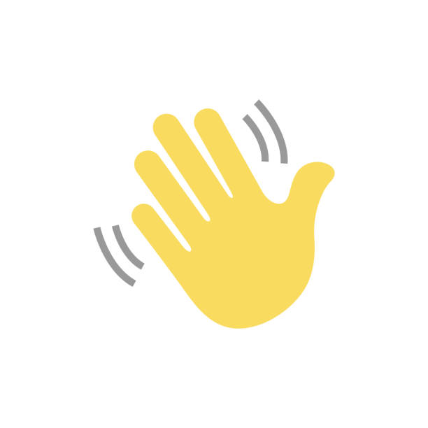 illustrations, cliparts, dessins animés et icônes de icône ondulante de geste de main. vecteur agitant de geste de main d’isolement sur le fond blanc. - waving