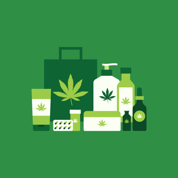 Marijuana products. Cannabis organic hemp. Marijuana products. Cannabis organic hemp. medical cannabis stock illustrations