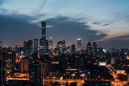 Beijing Urban Skyline at Night