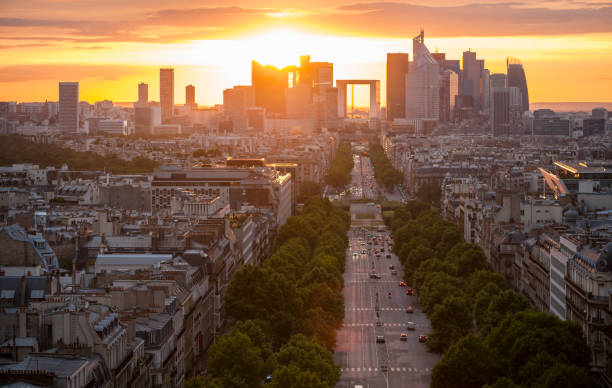 istock Modern La Defense quarter at sunset 1303519228
