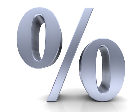 Percentage icon percent symbol per cent icon % interest rate tag price discount drop off label reduction 3d render business graphic