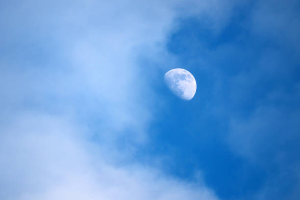 Blue sky with rising moon