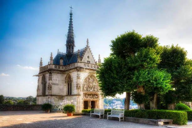 The Chapel of Saint Hubert in Amboise by the River Loire, France, the tomb of Leonardo da Vinci