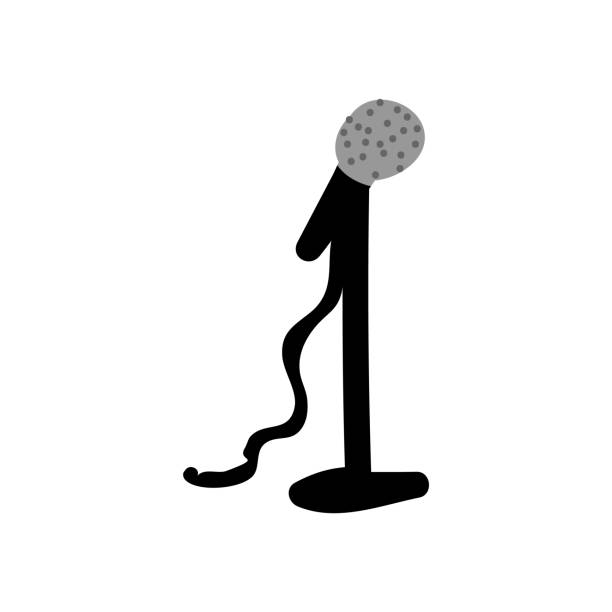 Hand Drawn Stick Figure Holding Microphone. Concept of Public Speaking Performer. Simple Icon Motif for Stand Up Comedy Pictogram. Stage, Speech, Speaker Bujo Illustration. Hand Drawn Stick Figure Holding Microphone. Concept of Public Speaking Performer. Simple Icon Motif for Stand Up Comedy Pictogram. Stage, Speech, Speaker Bujo Illustration. microphone stand stock illustrations