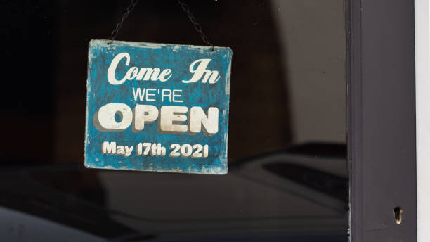 istock Come in we are open shop window sign May 17th 2021 1303530437