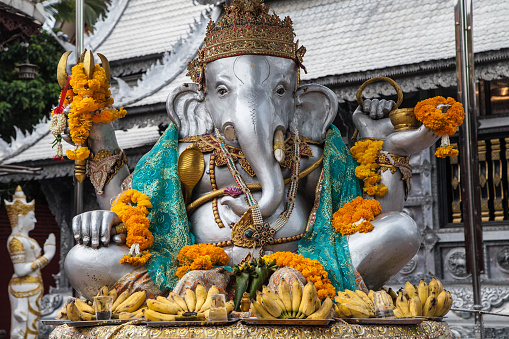 Ganesha Statue at Wat Sri Suphan, Chiang Mai, Thailand.