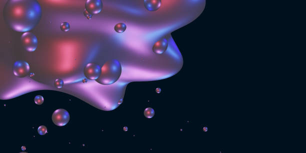 istock Abstract color liquid ink style liquid water droplets blue and purple gradient Unique geometry Design a template for a logo  flyer or presentation Dynamic elements 3d illustration 1303536120