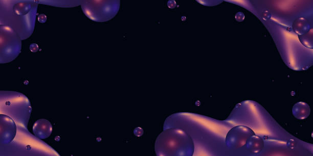 istock Abstract color liquid ink style liquid water droplets blue and purple gradient Unique geometry Design a template for a logo  flyer or presentation Dynamic elements 3d illustration 1303536263