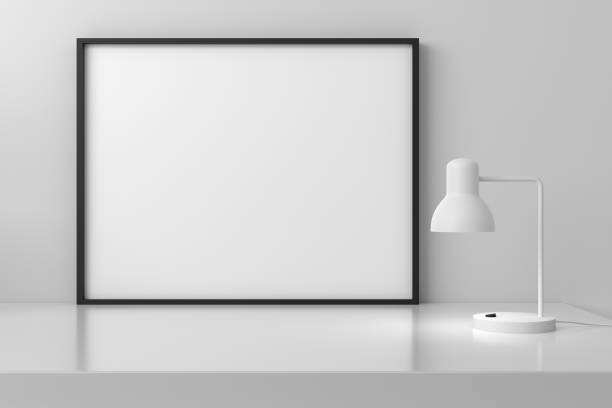 istock 3d rendering of working desk with picture frame 1303538813
