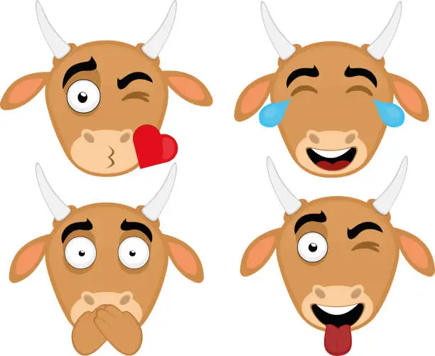 Vector illustration of Emoticons head cow cartoon