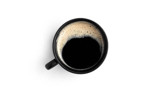 istock Espresso in a black cup isolated on a white background 1303541143