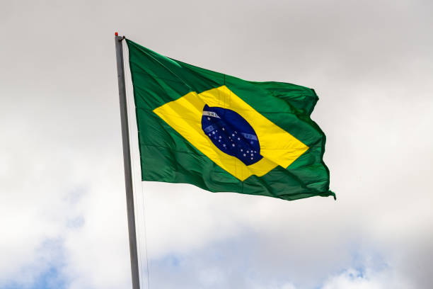 istock Brazil flag waving in the wind. 1303541630