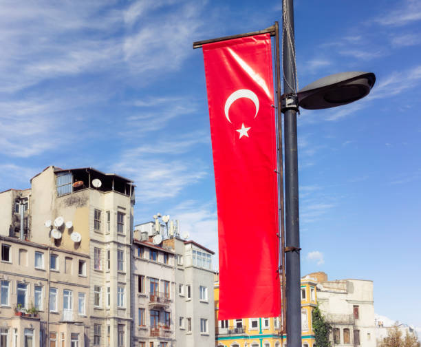 istock Turkish flag banner in Istanbul 1303543117