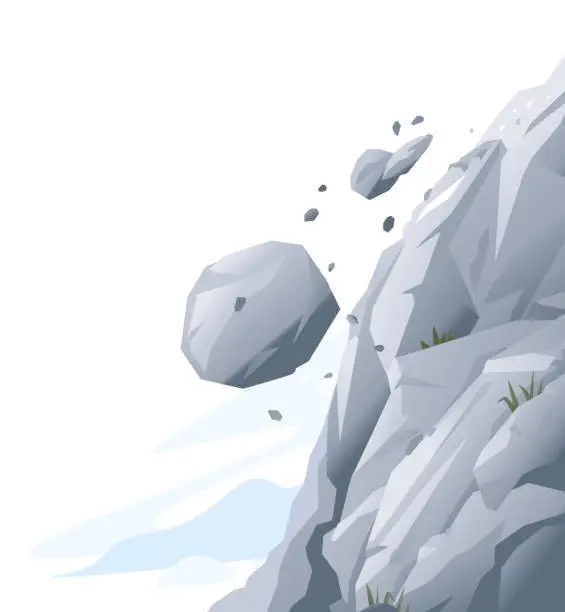 Vector illustration of Falling stones from rock isolated