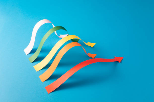 istock Abstract Moving Finance Chart with Arrows 1303545568