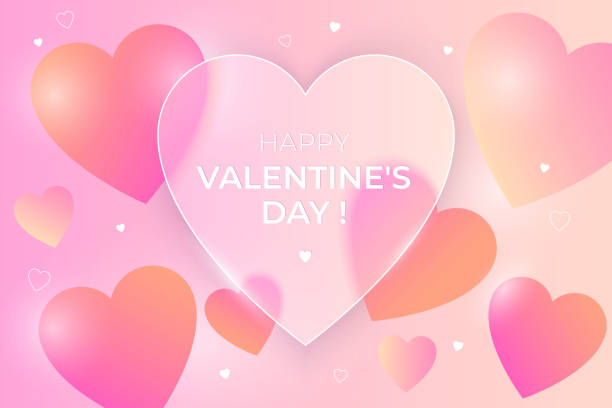 istock Happy Valentine's Day greeting banner. Glass-morphism style. 1303545732
