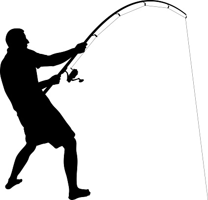 angler with fishing rod silhouette