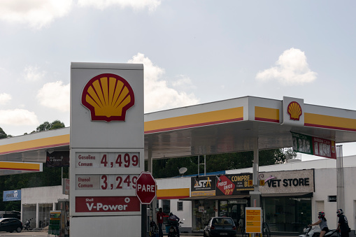 São Paulo, Brazil - February 7, 2021: Shell gas station