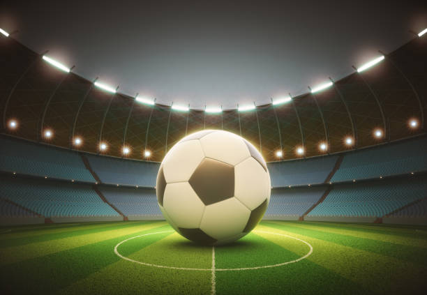 Spotlight Soccer Ball Stadium With Clipping Path