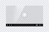 istock Video player template interface. Blank mockup video player web UI design. Stock vector. 1303557068