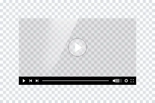 Vector illustration of Video player template interface. Blank mockup video player web UI design. Stock vector.