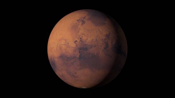 istock Mars planet. 3D illustration. Red planet on dark sky 1303557359
