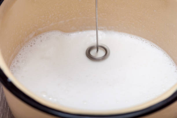 istock Milk foam maker. Mini blender, frothers for coffee, latte 1303558378
