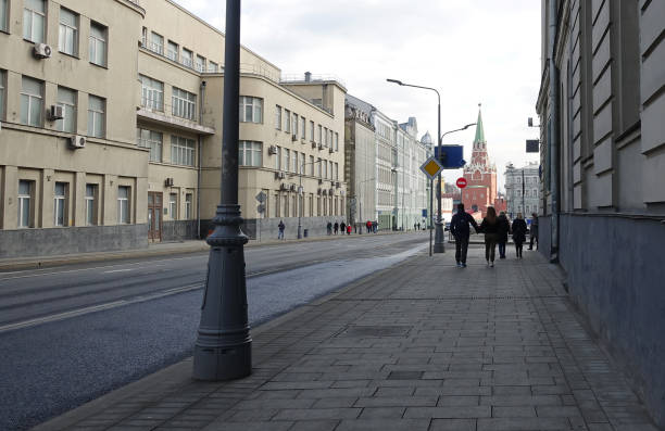 Vozdvizhenka street in Moscow on a spring day