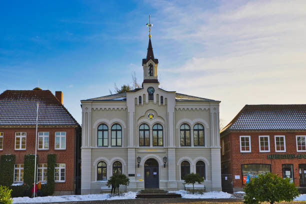 Oldenburg Holstein, Germany, February 14, 2021, town hall in winter