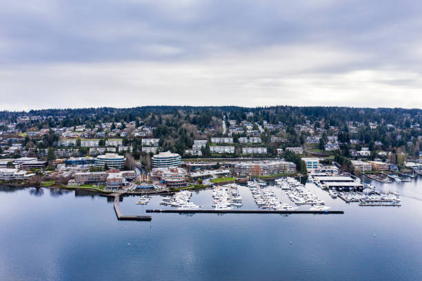 Yarrow Bay Marina in Kirkland Washington stock photo