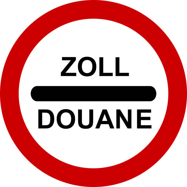 Zoll Douane road sign, EU customs sign Zoll Douane road sign, EU customs sign tax borders stock illustrations