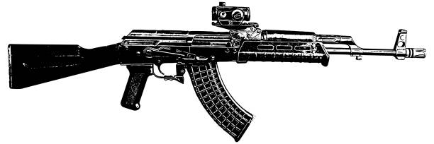 Assault rifle vector illustration on white background AK-47 Assault rifle vector illustration on white background ak 47 bullets stock illustrations