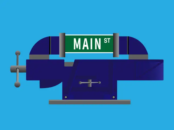 Vector illustration of Squeezing Main Street