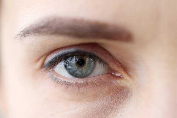 istock Womans eye with permanent eyelid and eyebrow makeup closeup 1303589855