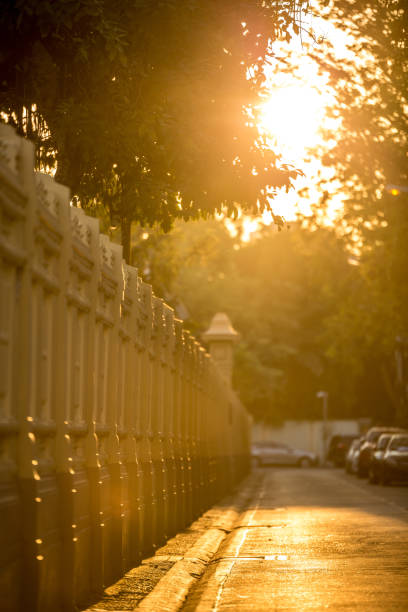 Beautiful ancient streets and walls with evening sunlight