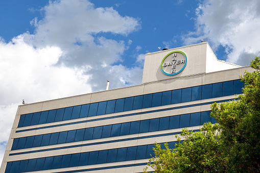 Mississauga, Ontario, Canada - June 6, 2020: Bayer Canada head office building in Mississauga, Ontario, Canada. Bayer AG is a German multinational, pharmaceutical and life sciences company.