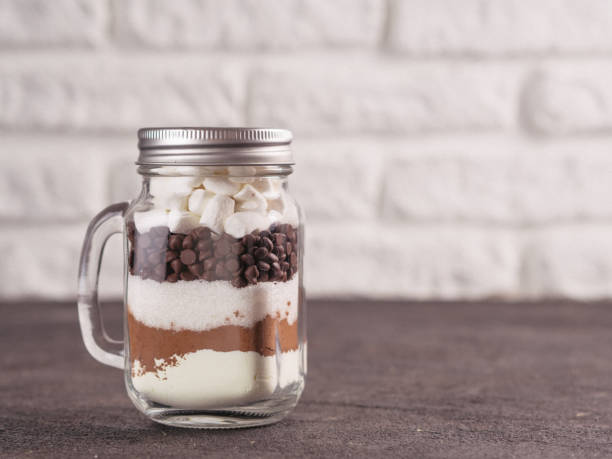 istock Hot chocolate mix in mason jar with copy space 1303599413