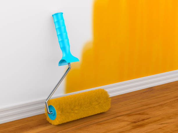 istock Painting of wall. Roller brush. 3D illustration 1303600392