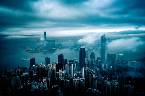 istock Low visibility on Victoria Harbour in Hong Kong 1303603563